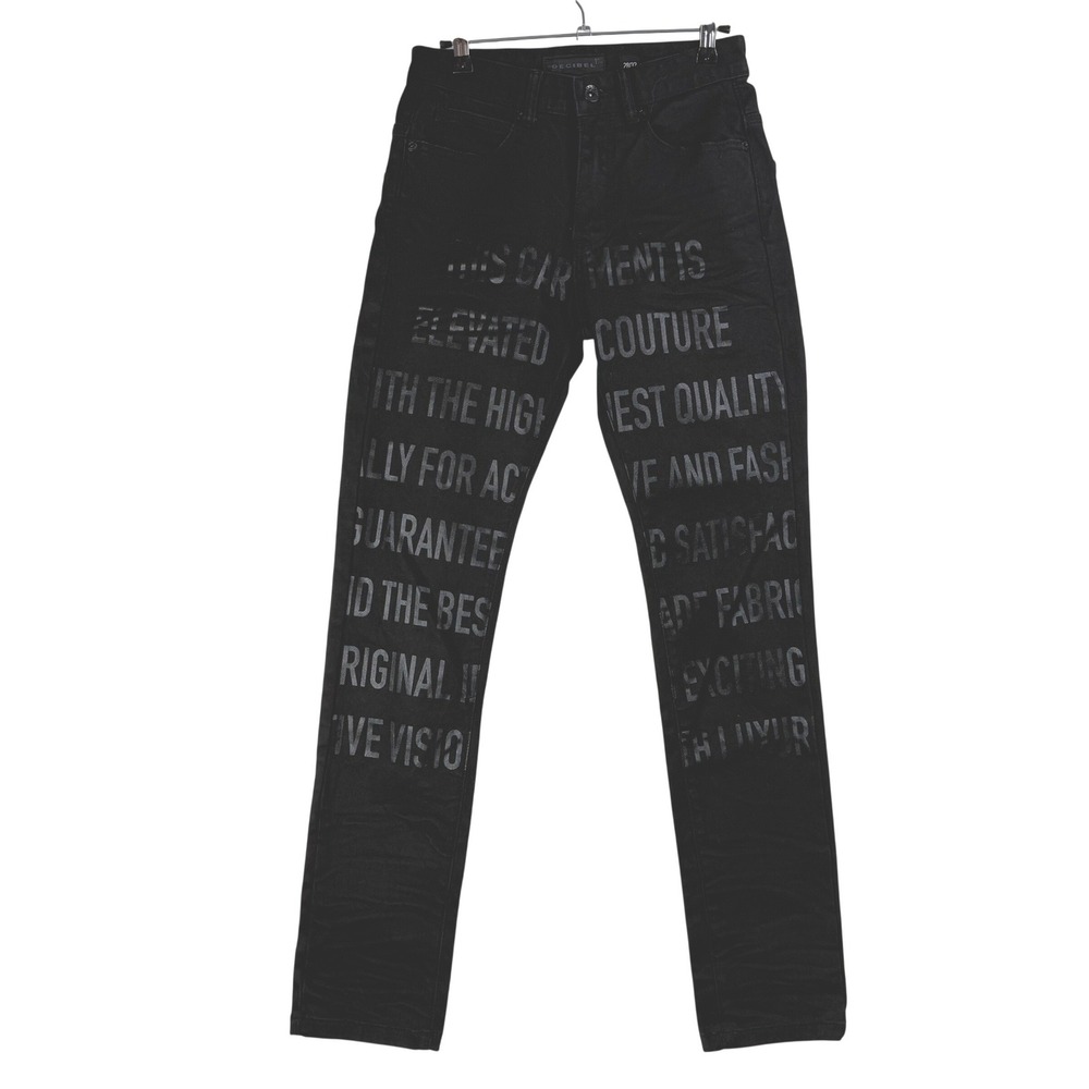 DECIBEL Mens Black‎ Graphic Print Jeans Size 28x32 Straight Leg Casual Pants
